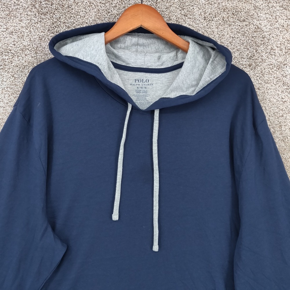 Polo Ralph Lauren Lightweight Hoodie Mens XL Blue Long Sleeve Pony Logo - Picture 2 of 13